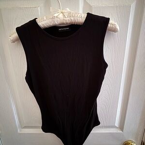 PrettyLittleThing Black Sleeveless Crew Neck Bodysuit